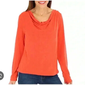 Extremely soft long sleeve cowl neck top shirt made in USA size Large